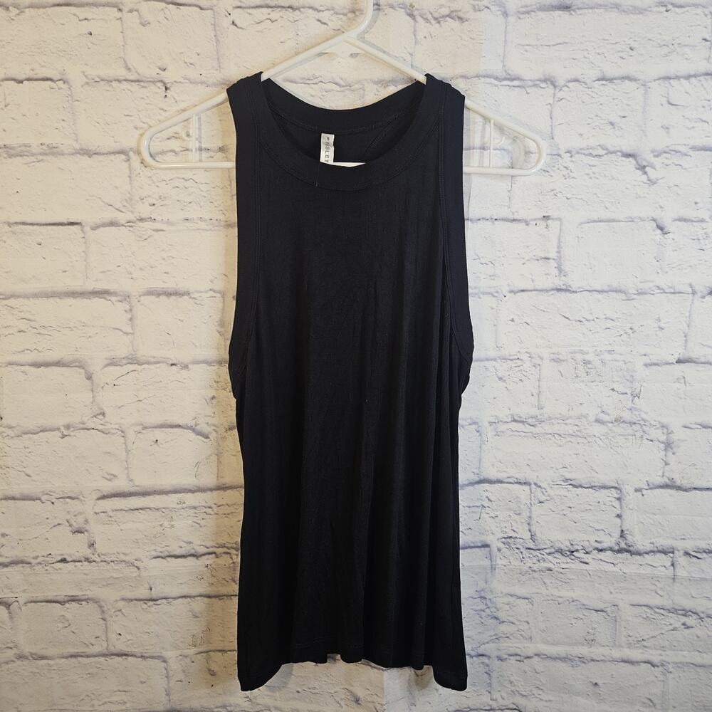 Fabletics Womens Ribbed Racerback Tank Top Black High Neck Size L